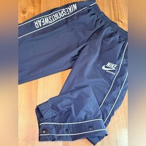 Vintage Nike Sportswear Nylon Black Joggers Athletic Pants sz Large